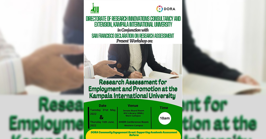 KIU to Hold Workshops on Research Assessment for Employment and Promotion