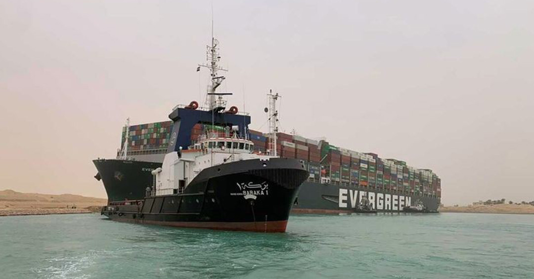 KIU International Desk: 200,000 Metric-ton Container Ship Blocks Suez Canal
