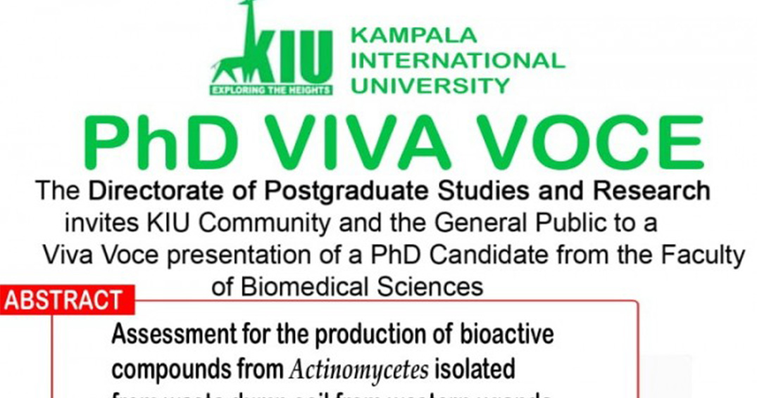 Directorate of Higher Degrees and Research to Hold PhD Viva Voce on March 12th, 2020