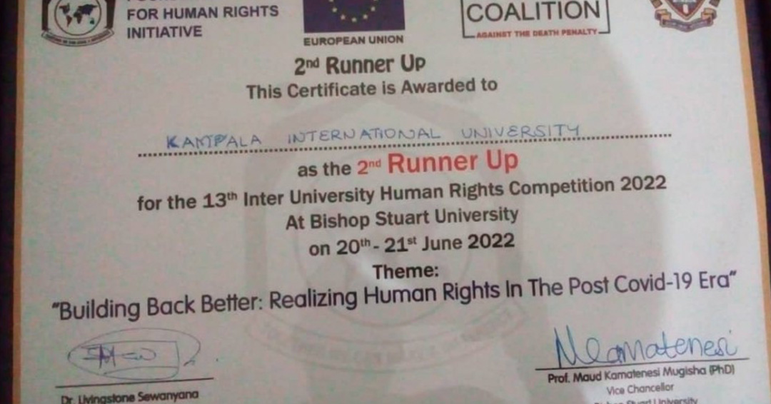 KIU Impresses at the National Inter-University Human Rights 2022