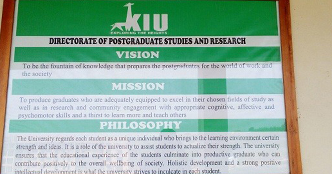 KIU Western Campus Directorate for Higher Degrees and Research Releases Registration Requirements