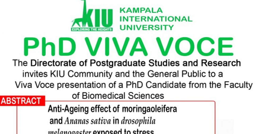 Directorate of Higher Degrees and Research to Hold PhD Viva Voce on March 3rd, 2020